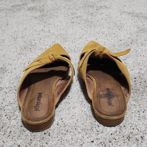Jeffrey Campbell Suede Charlin Bow Pointy Toe Flat Mule Mustard Yellow Size 8 - Picture 5 of 12